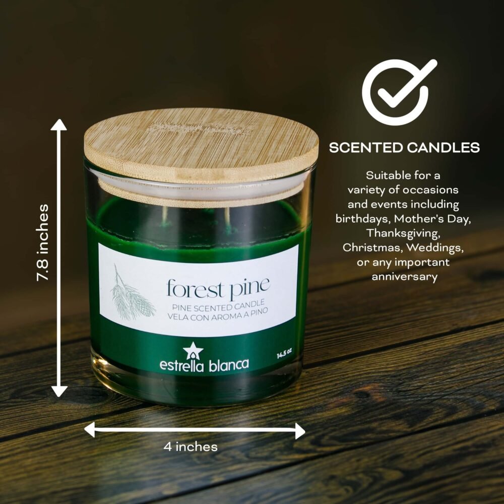 Forest Pine Scented Candle Glass Jar - Image 3