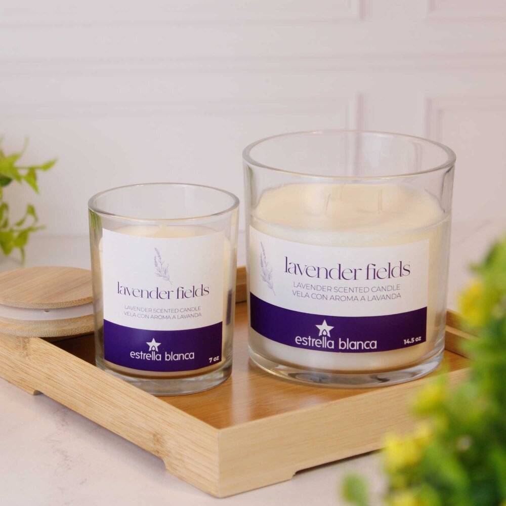 Lavender Fields Scented Candle Glass Jar - Image 2