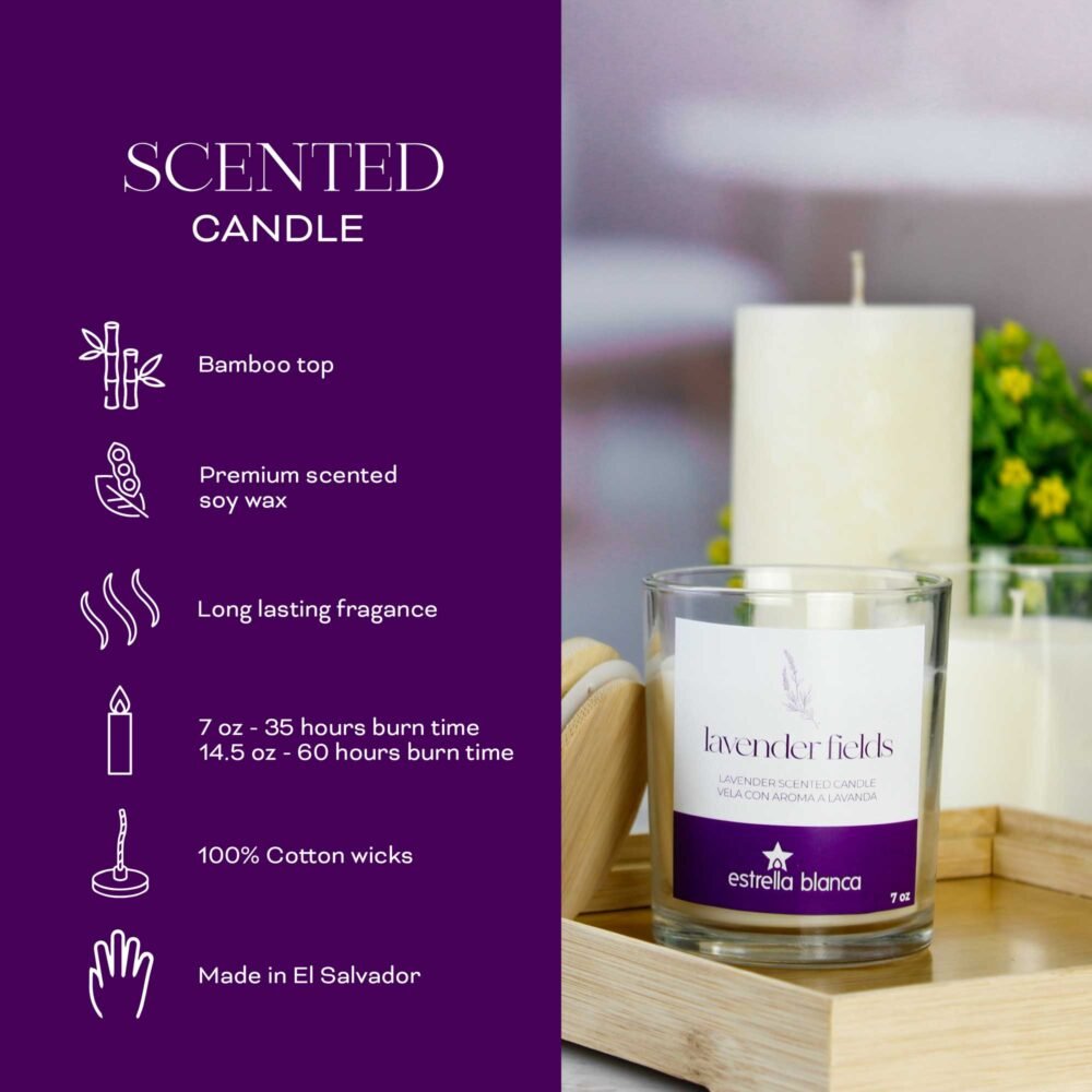 Lavender Fields Scented Candle Glass Jar - Image 5