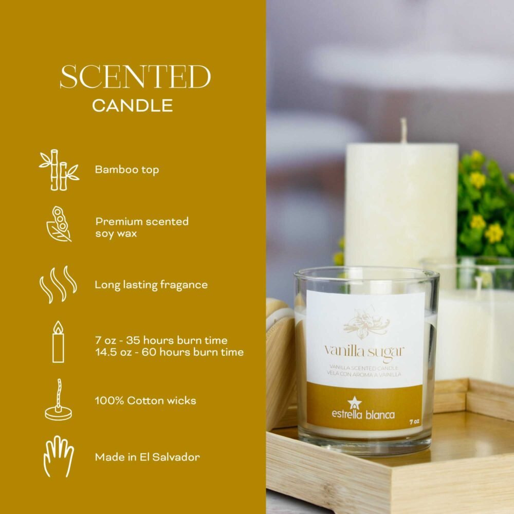 Vanilla Sugar Scented Candle Glass Jar - Image 3