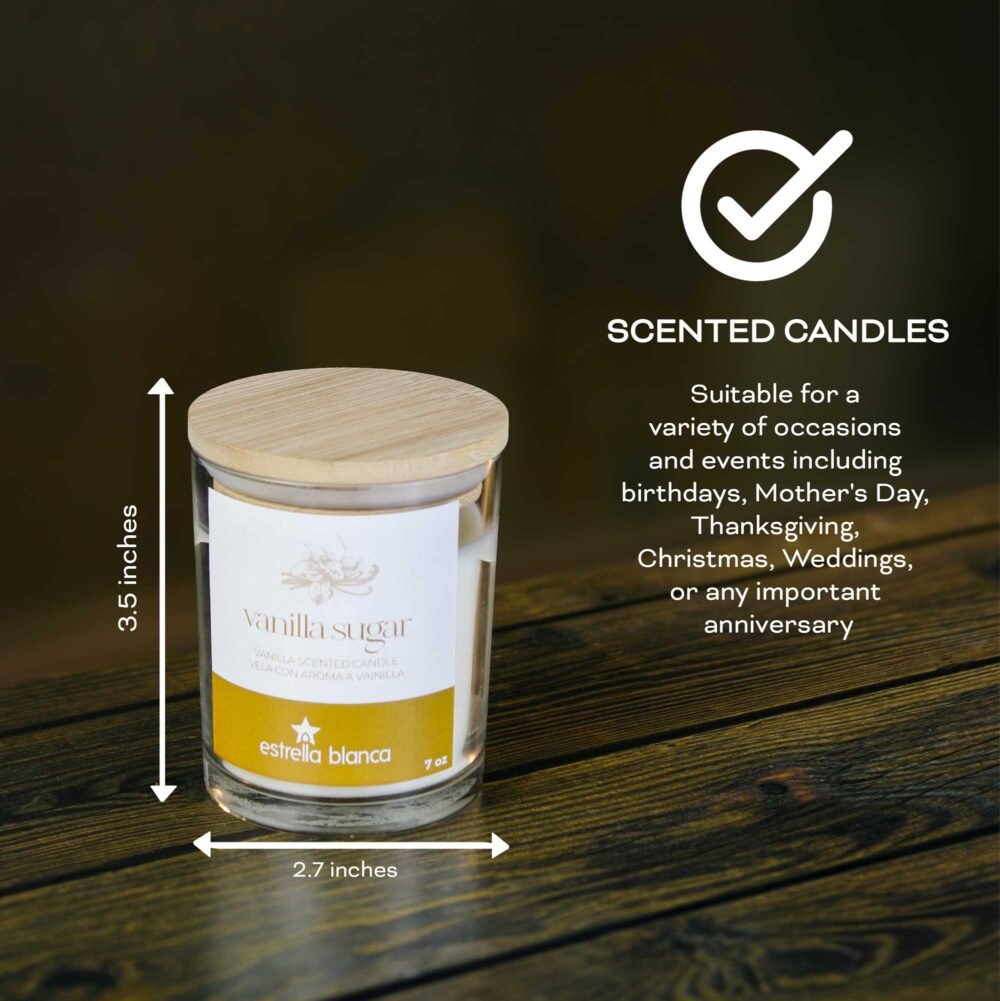 Vanilla Sugar Scented Candle Glass Jar - Image 4