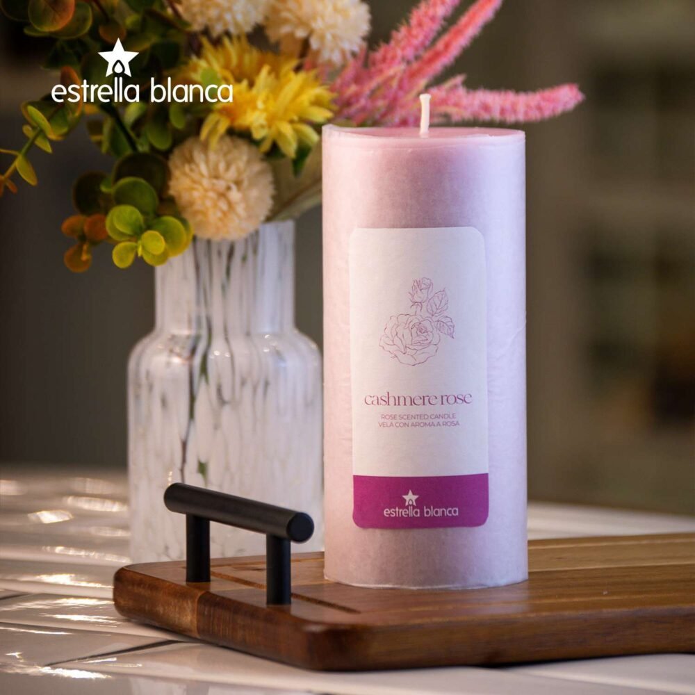 Cashmere Rose Pillar Candle 3x6 - 3 pack - Image 3