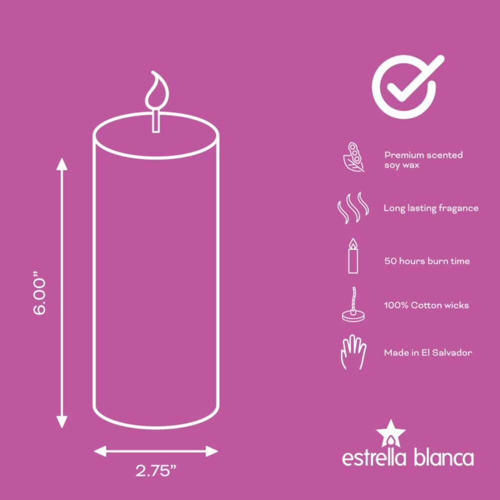 Cashmere Rose Pillar Candle 3x6 - 3 pack - Image 6