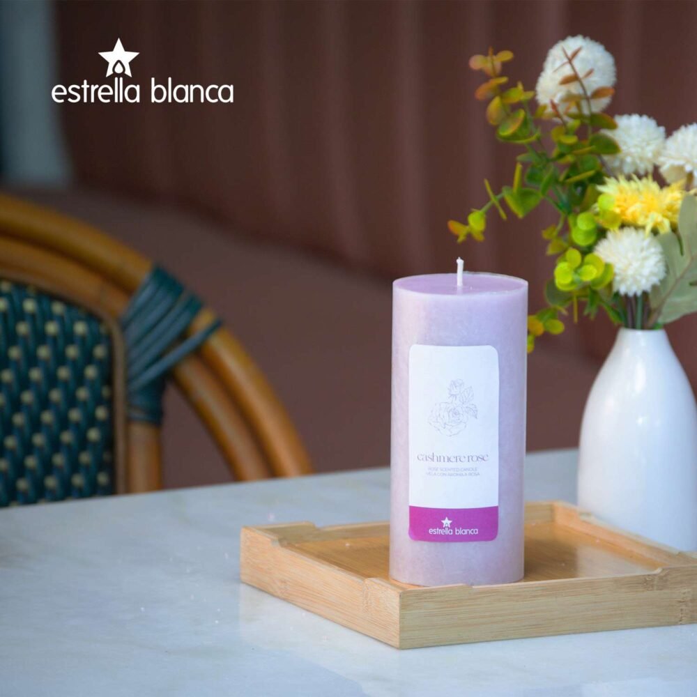 Cashmere Rose Pillar Candle 3x6 - 3 pack - Image 4