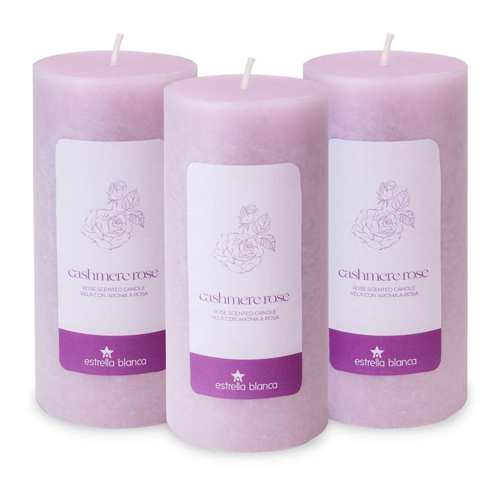 Cashmere Rose Pillar Candle 3x6 - 3 pack