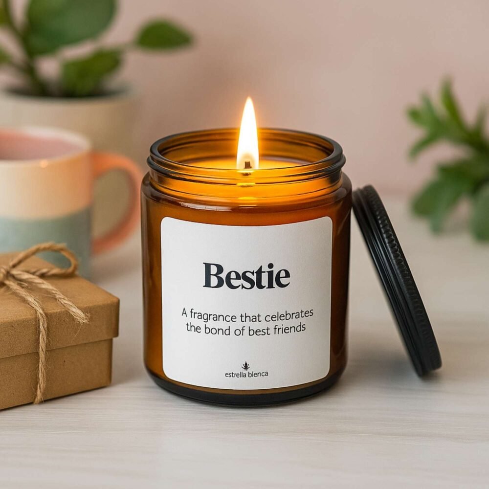 Bestie - Scented Candle Vanilla 9oz Amber Jar - Image 4