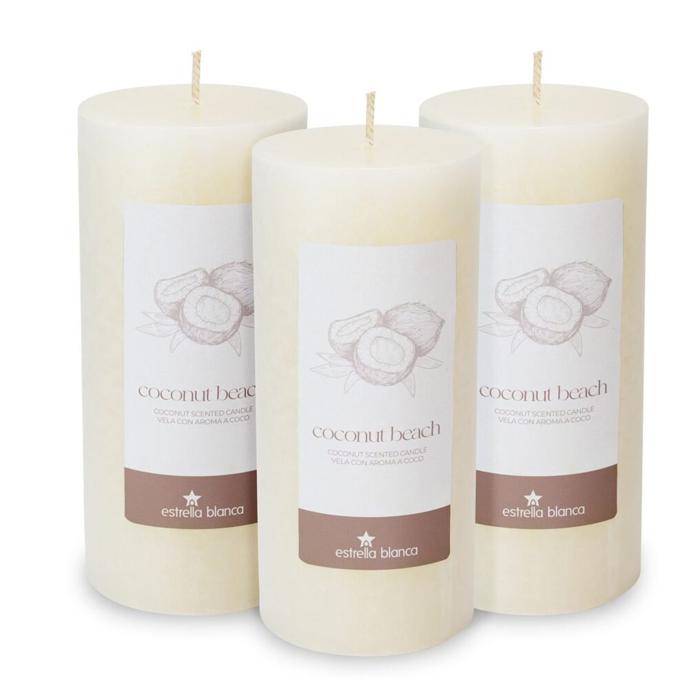 Coconut Beach Pillar Candle 3x6 - 3 pack