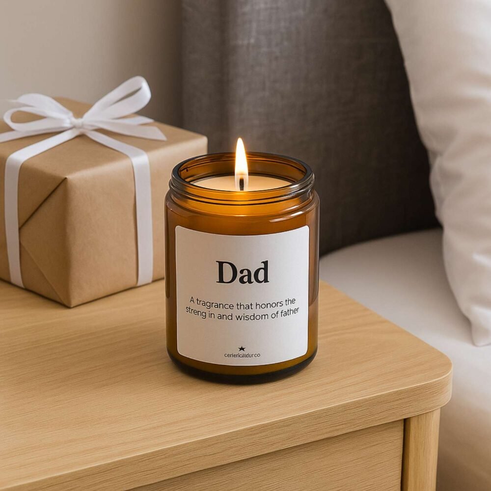 Dad - Scented Candle Vanilla 9oz Amber Jar - Image 6