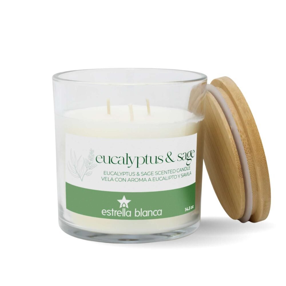Eucalyptus and Sage Scented Candle Glass Jar
