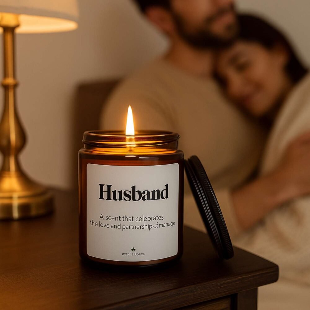 Husband - Scented Candle Vanilla 9oz Amber Jar - Image 4