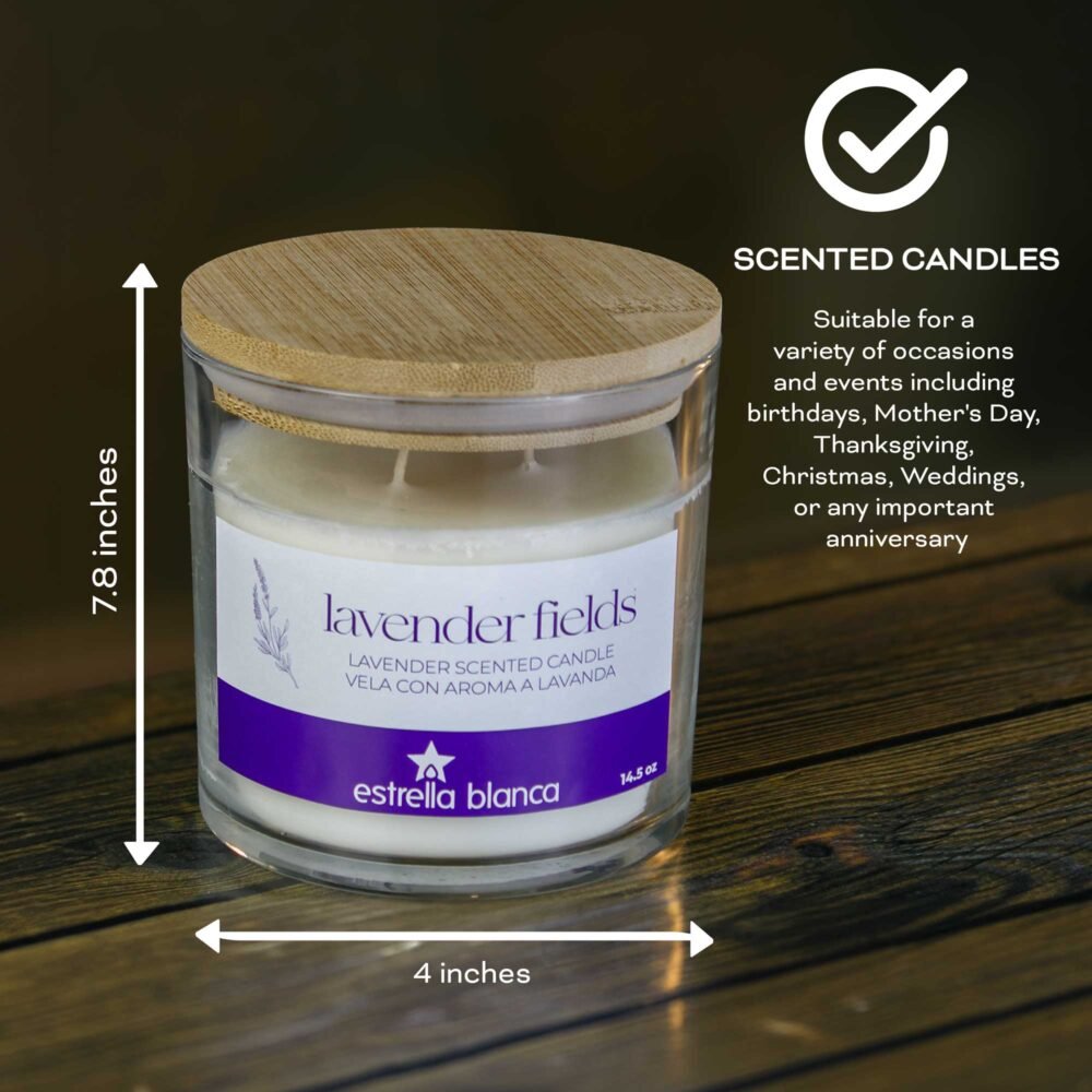 Lavender Fields Scented Candle Glass Jar - Image 3