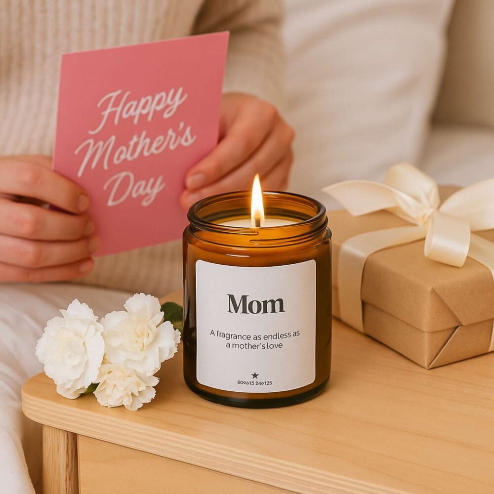 Mom - Scented Candle Vanilla 9oz Amber Jar - Image 5