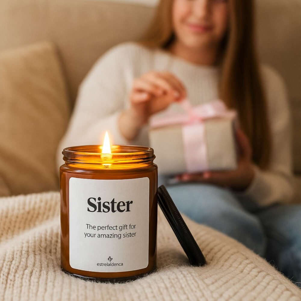 Sister - Scented Candle Vanilla 9oz Amber Jar - Image 3