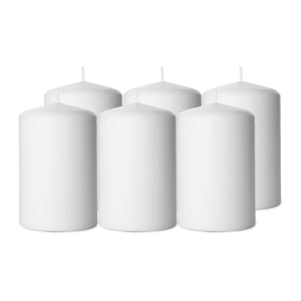 Smooth White Pillar Candle Unscented - 6 pack - Image 3