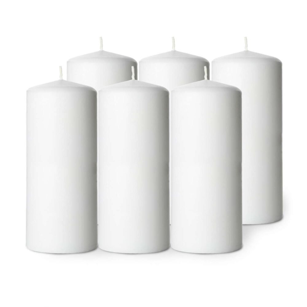 Smooth White Pillar Candle Unscented - 6 pack - Image 9