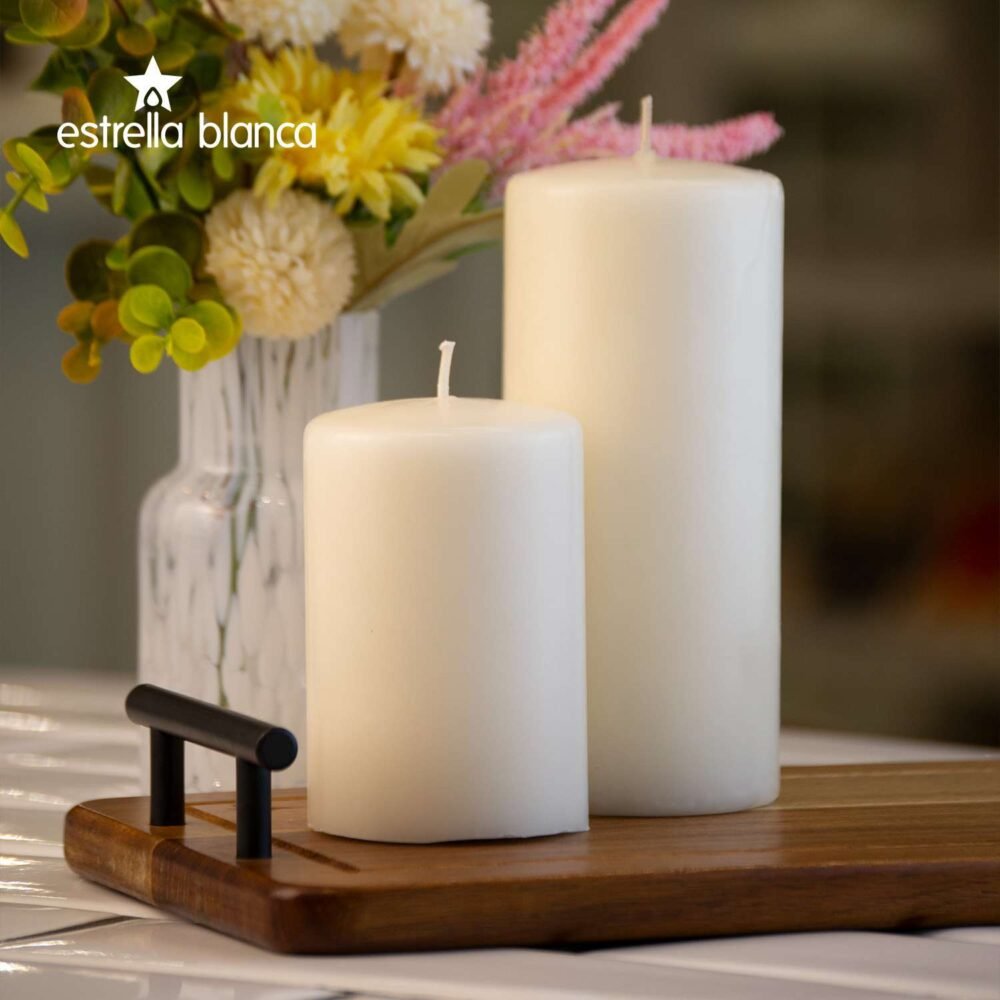Smooth White Pillar Candle Unscented - 6 pack - Image 7