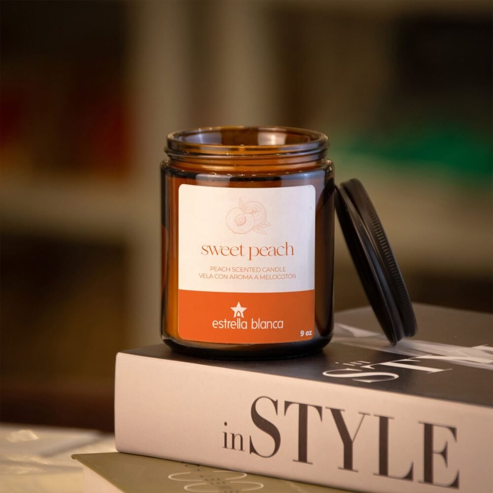 Sweet Peach Scented Candle - Soy Wax Candle for Home - Image 5