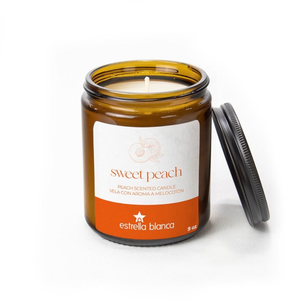 Sweet Peach Scented Candle - Soy Wax Candle for Home - Image 6