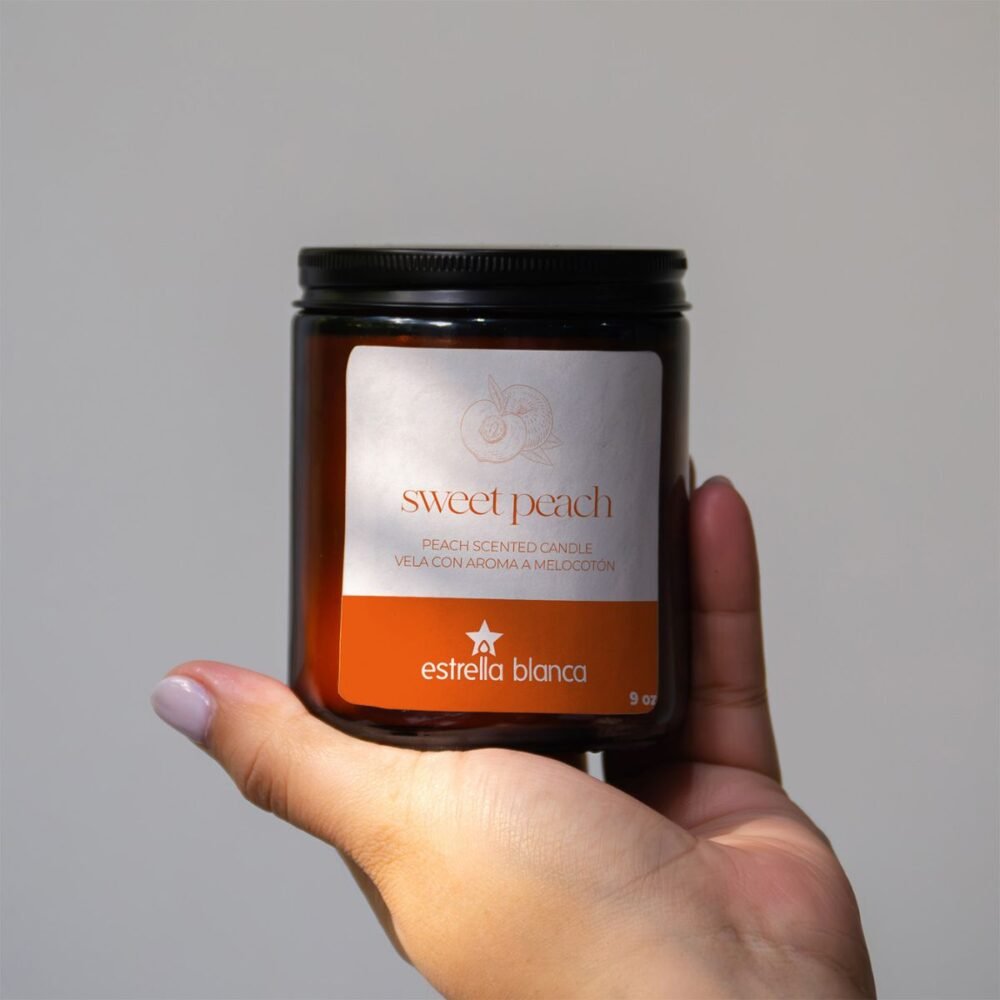 Sweet Peach Scented Candle - Soy Wax Candle for Home - Image 2