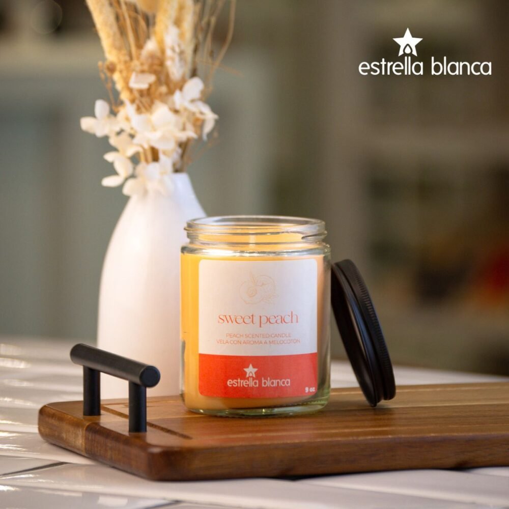 Sweet Peach Scented Candle - Soy Wax Candle for Home - Image 3