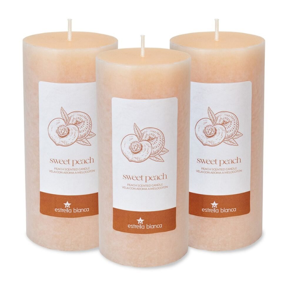 Sweet Peach Pillar Candle 3x6 - 3 pack