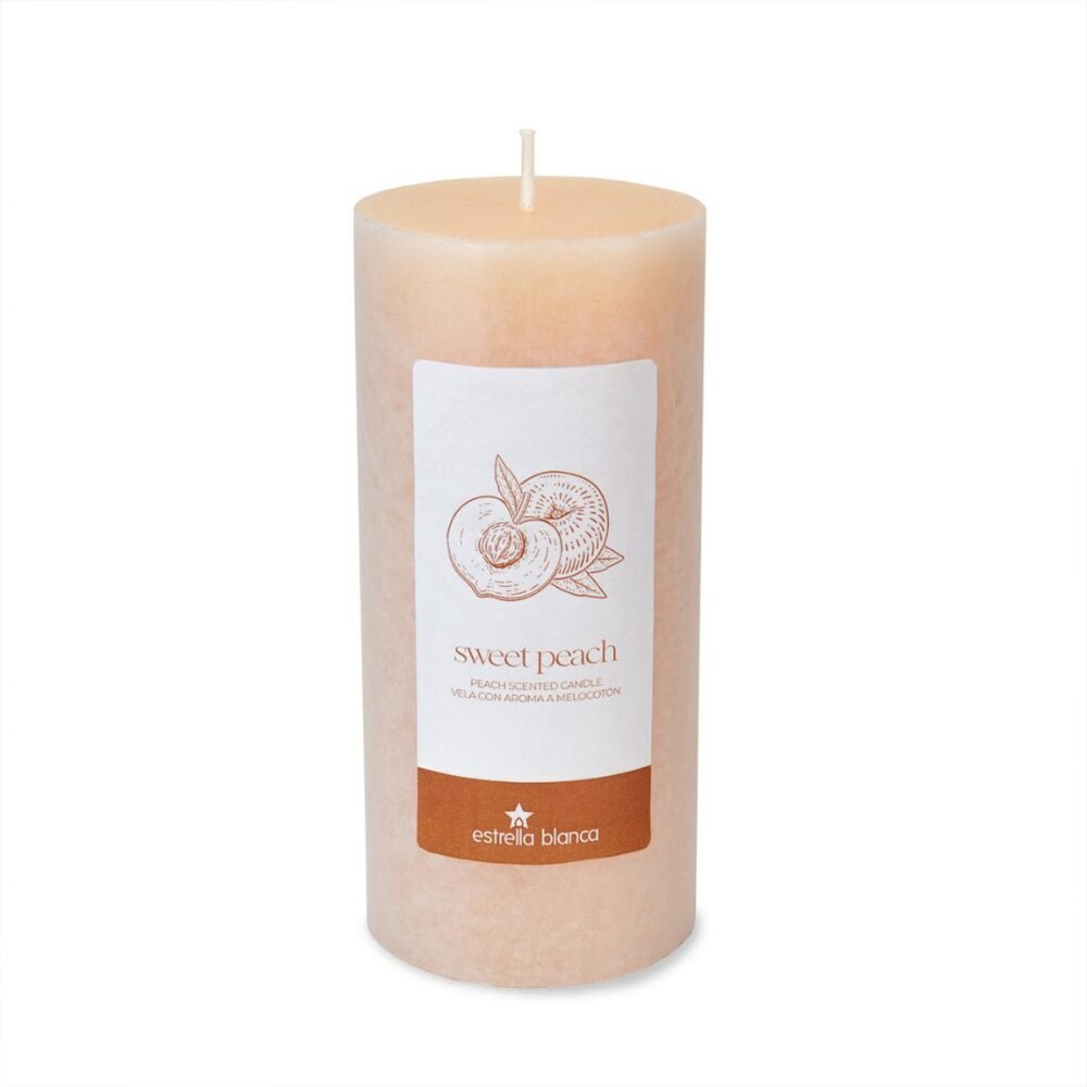 Sweet Peach Pillar Candle 3x6 - 3 pack - Image 2