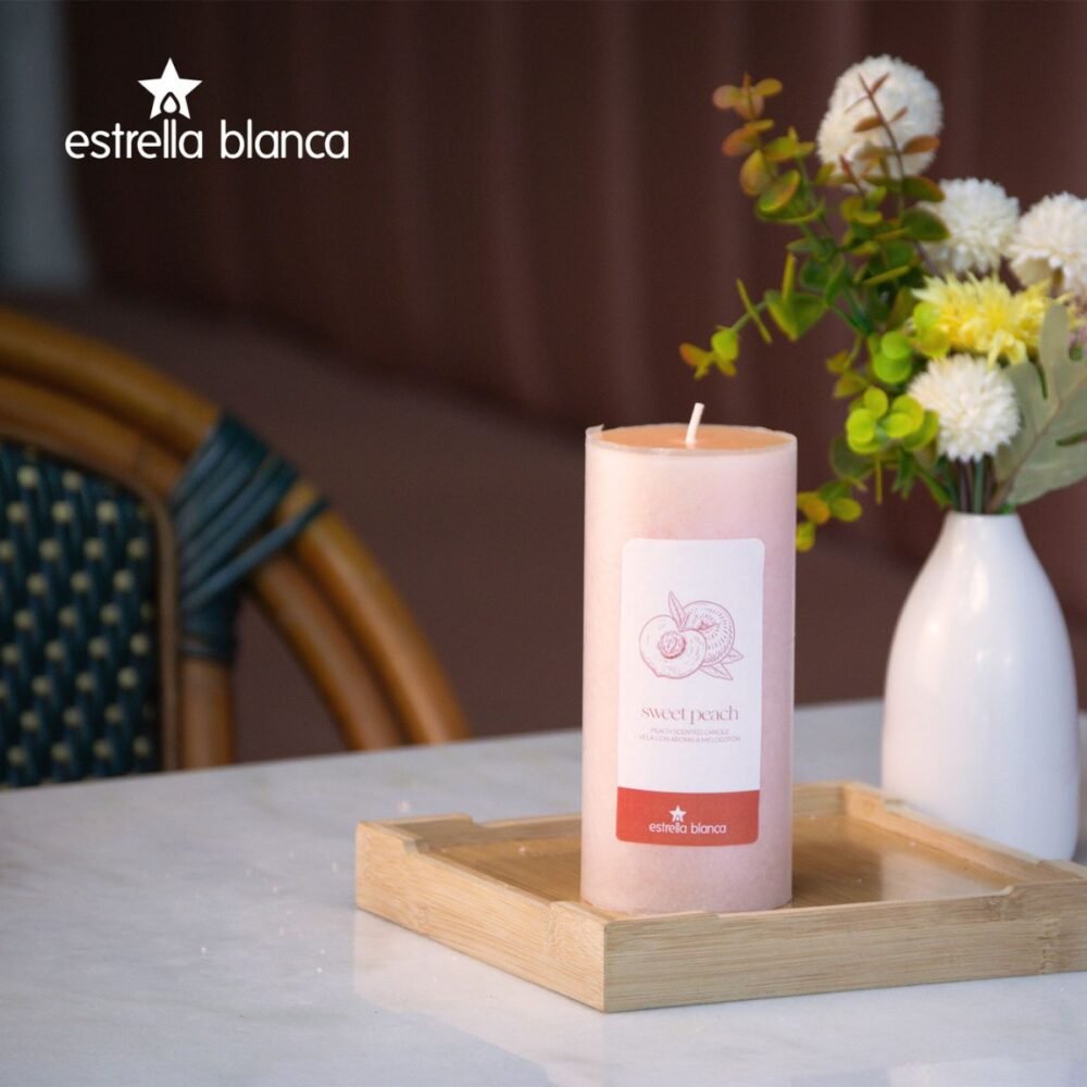 Sweet Peach Pillar Candle 3x6 - 3 pack - Image 5