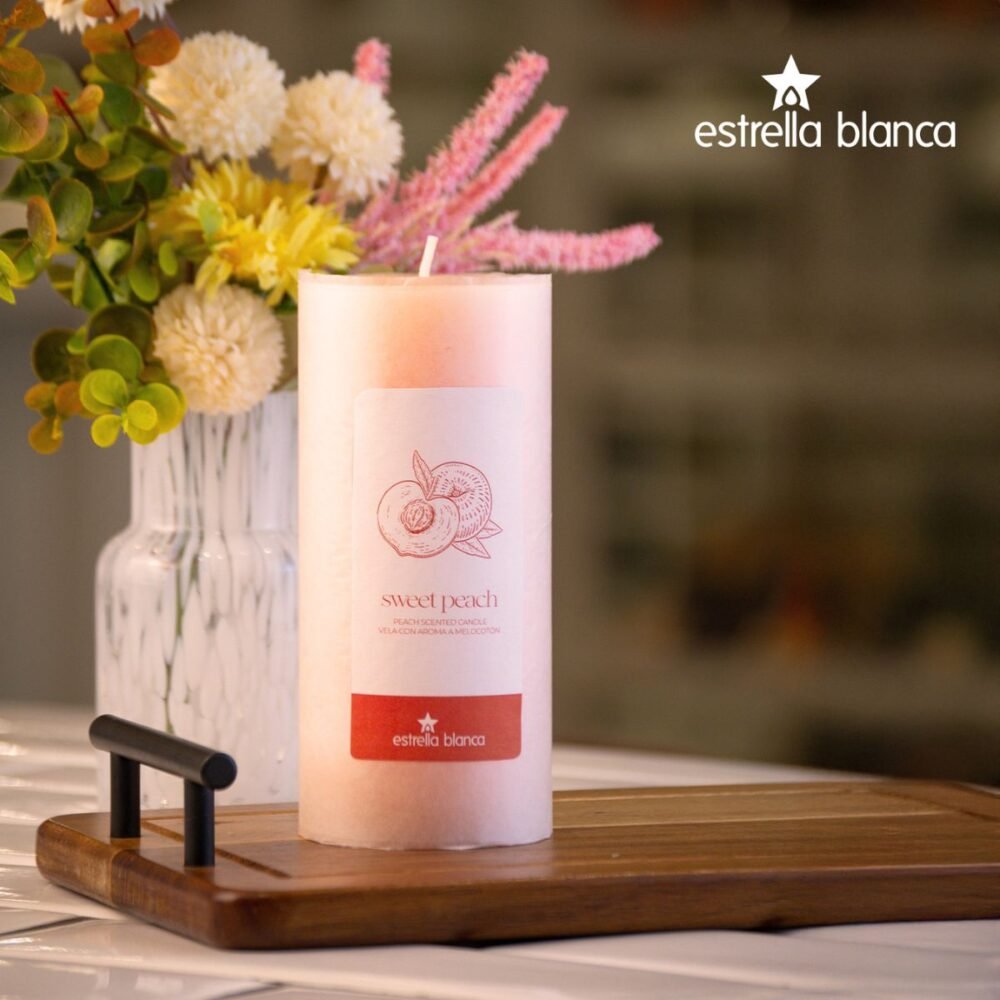 Sweet Peach Pillar Candle 3x6 - 3 pack - Image 4