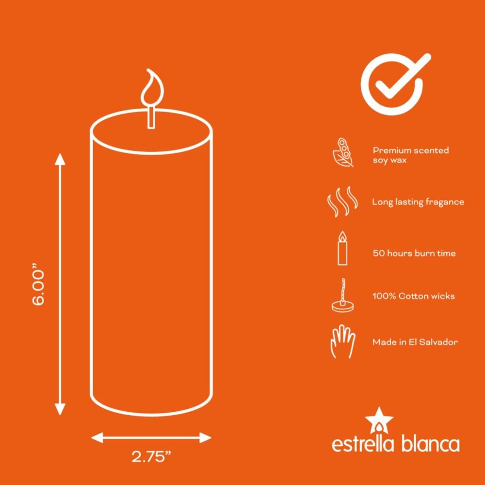 Sweet Peach Pillar Candle 3x6 - 3 pack - Image 3