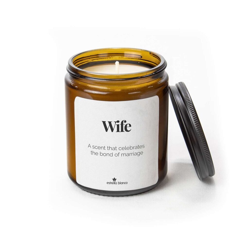 Wife - Scented Candle Vanilla 9oz Amber Jar - Image 2