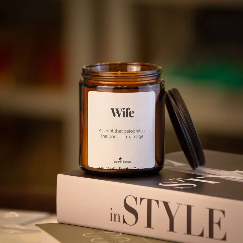 Wife - Scented Candle Vanilla 9oz Amber Jar - Image 4