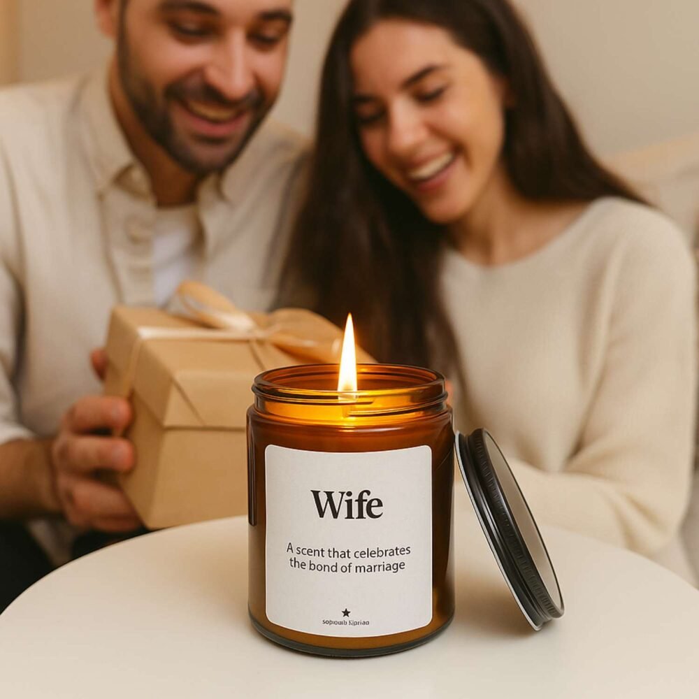 Wife - Scented Candle Vanilla 9oz Amber Jar - Image 3