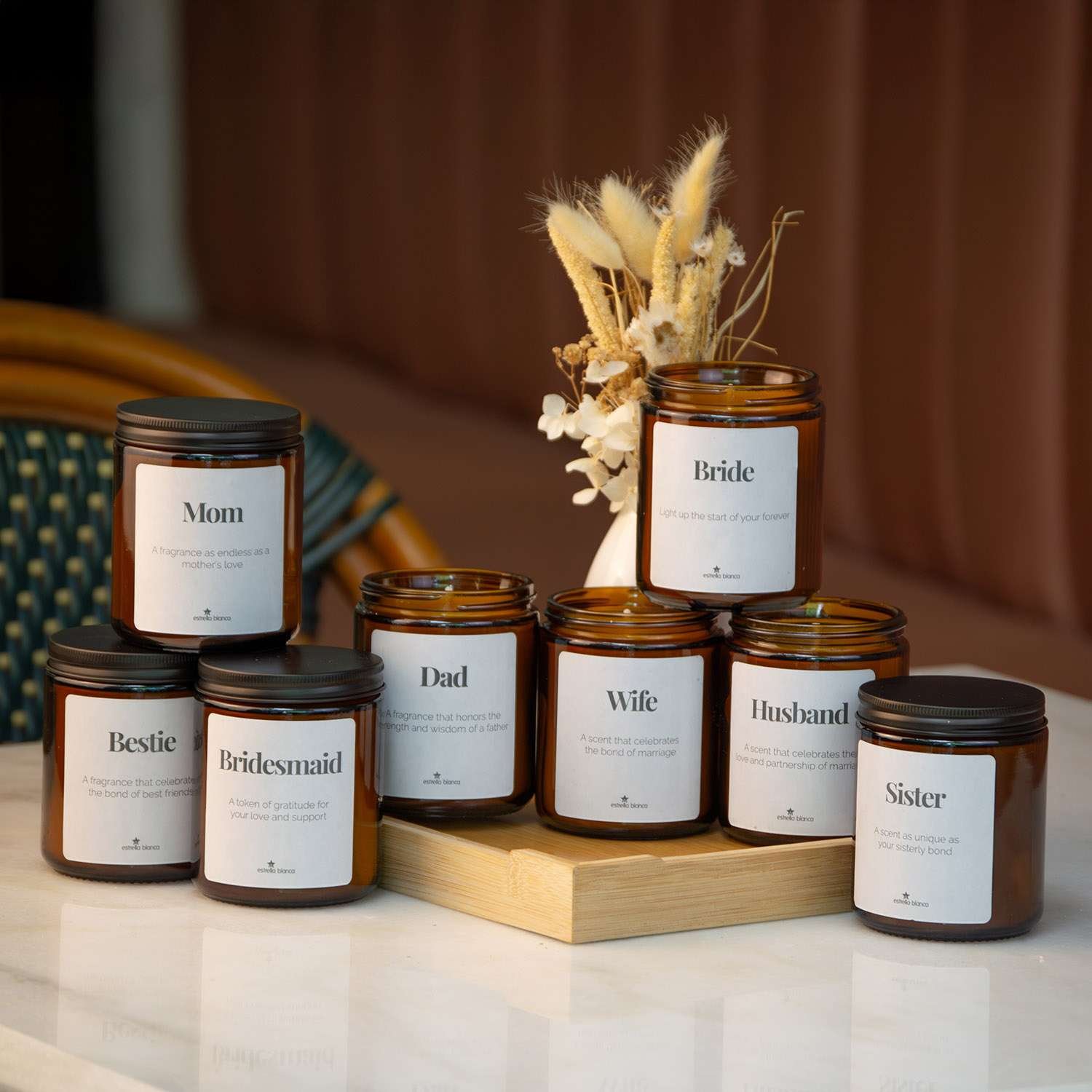 Candle gift sets arranged with elegant gift boxes